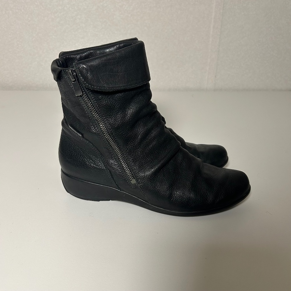 mephisto air jet black authentic leather seddy slouch boot‎ women's size 8 $399.